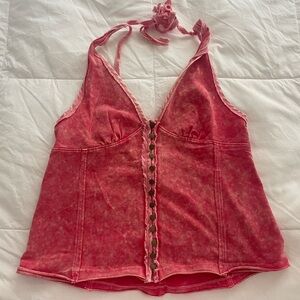 Free People Pink Sleeveless Camisole with Tie Front